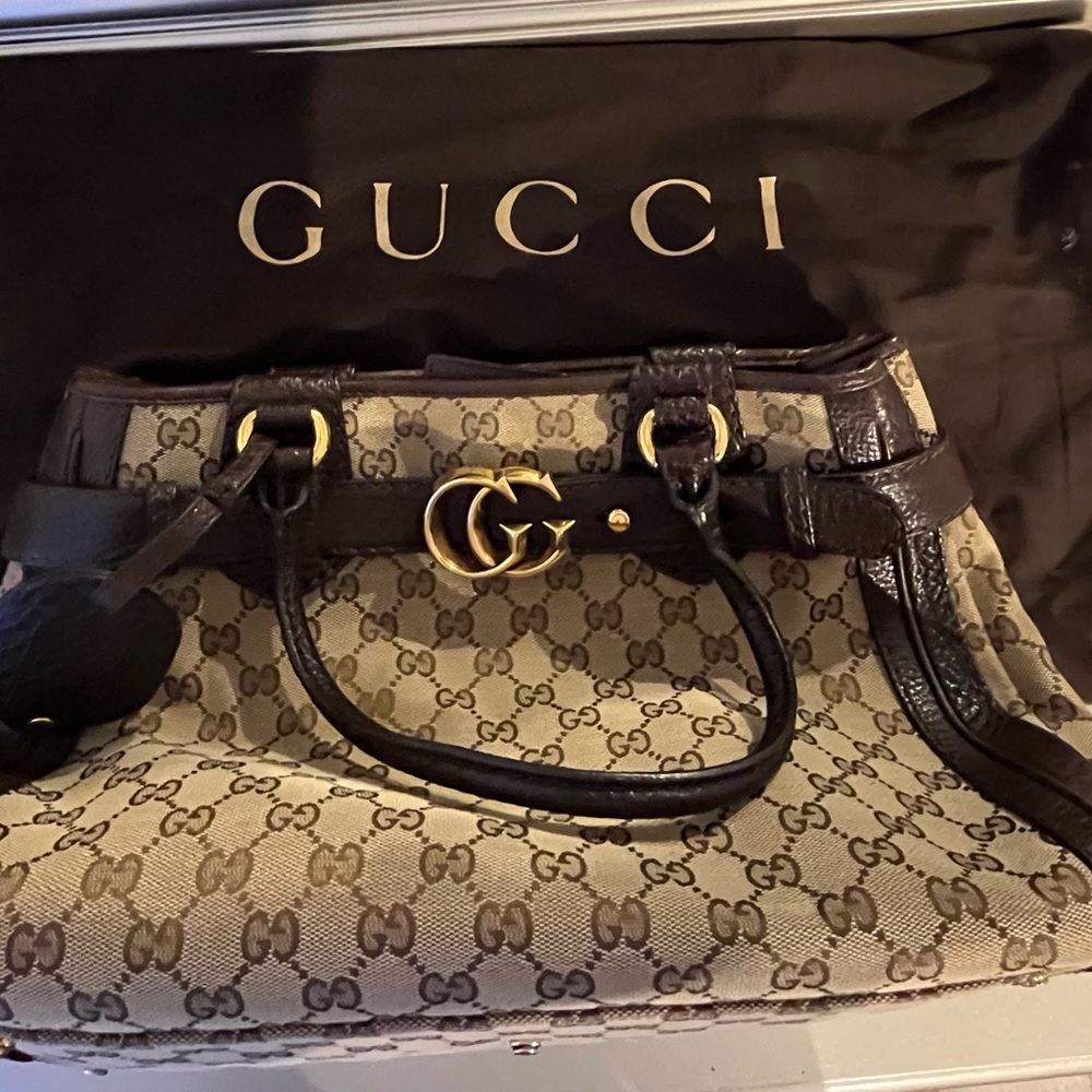 Gucci Beige and Brown Monogram Tote